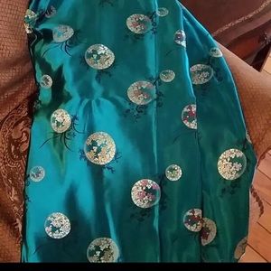 Beauty oriental fabric in green and blue color